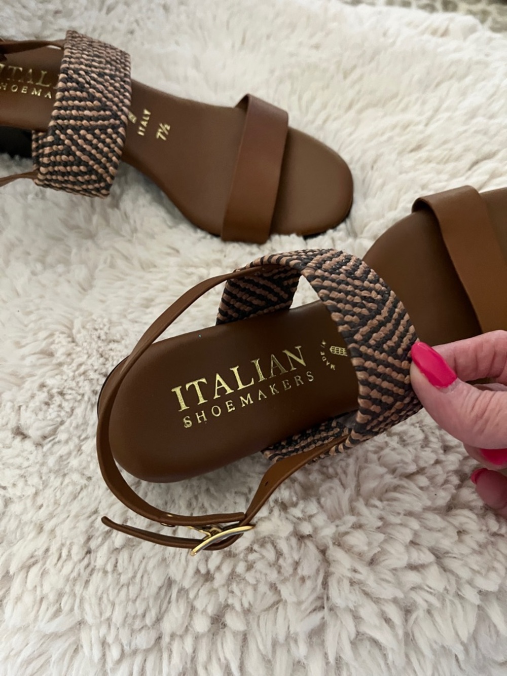 Italian Shoemakers Brown Woven-Strap Slingback Sandals..NWOT - Picture 5 of 6
